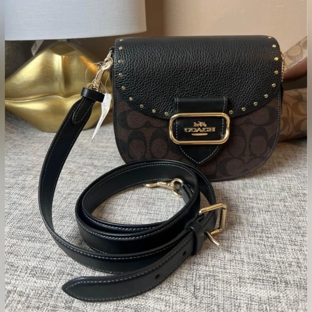 $199 Coach  Morgan Saddle Bag In Colorblock Signature Canvas - Picture 2 of 8